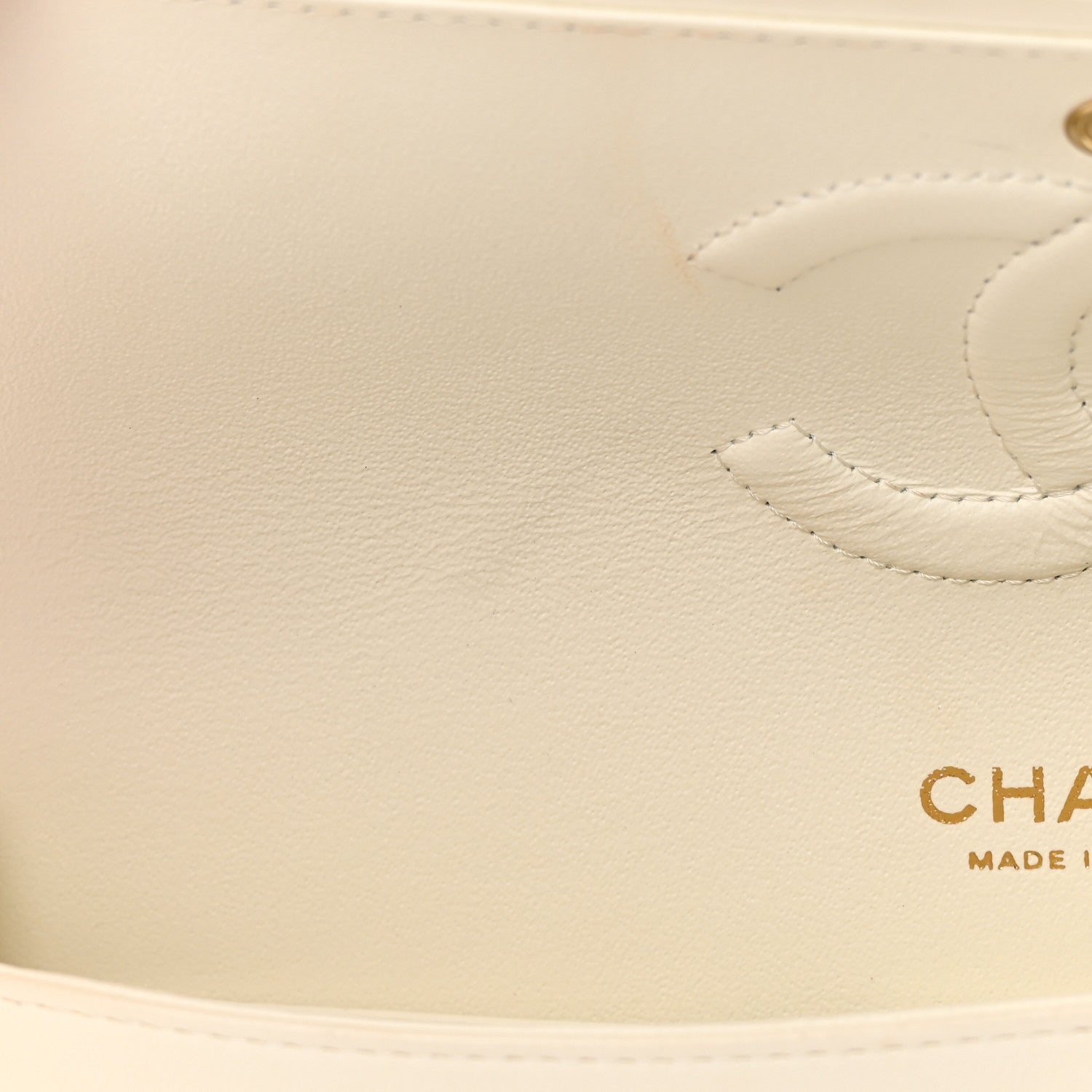 Chanel Lambskin Chevron Quilted Medium Double Flap Ivory 13 of 24