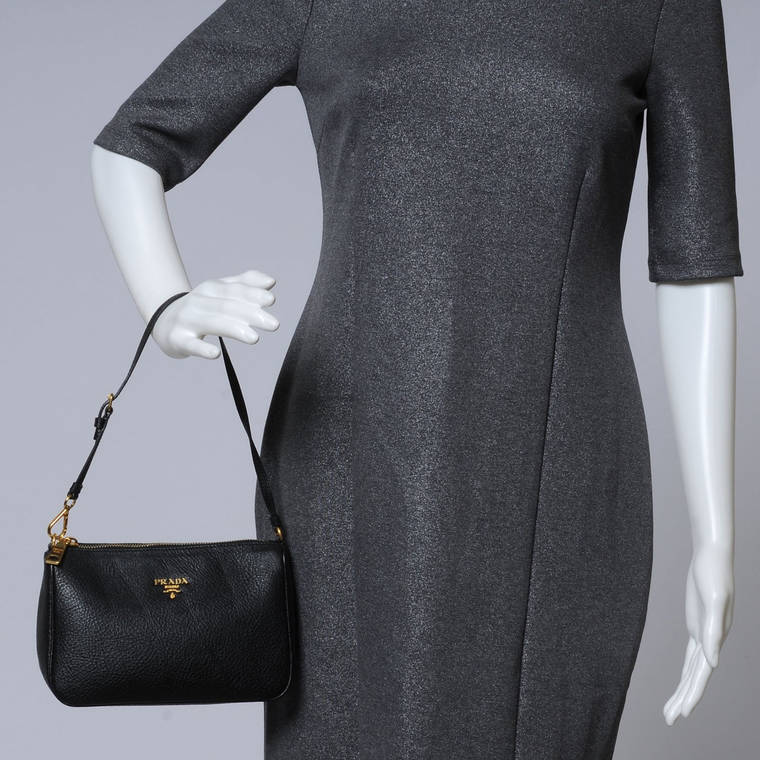 Prada Vitello Daino Pochette Clutch Nero Black 2 of 10