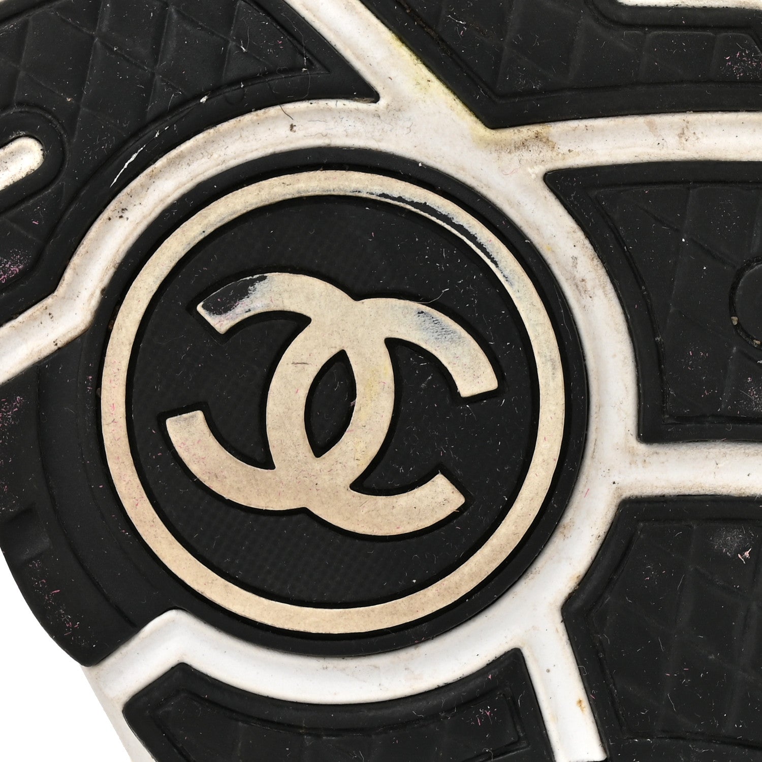 Chanel Mesh Suede Calfskin Grained Calfskin Womens CC Sneakers 41 White Black 7 of 9