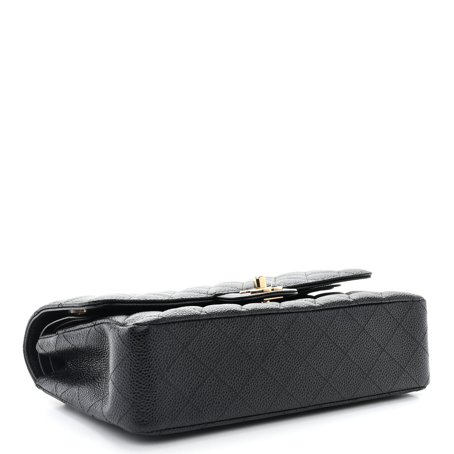 Caviar Quilted Medium Double Flap Black