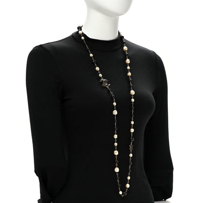 Chanel Pearl Bead CC Long Necklace Black 2 of 5
