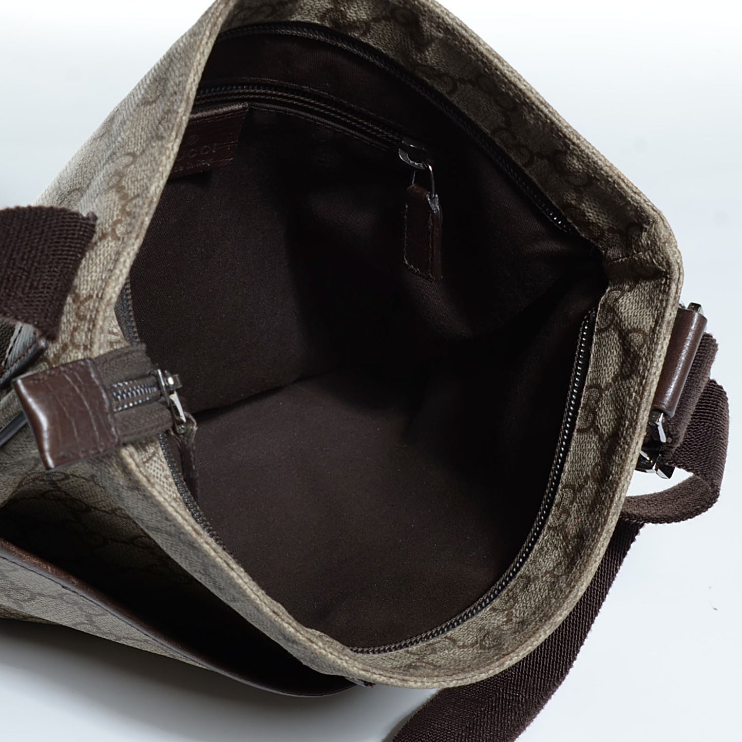 GG Plus Monogram Medium Flat Messenger Bag Dark Brown