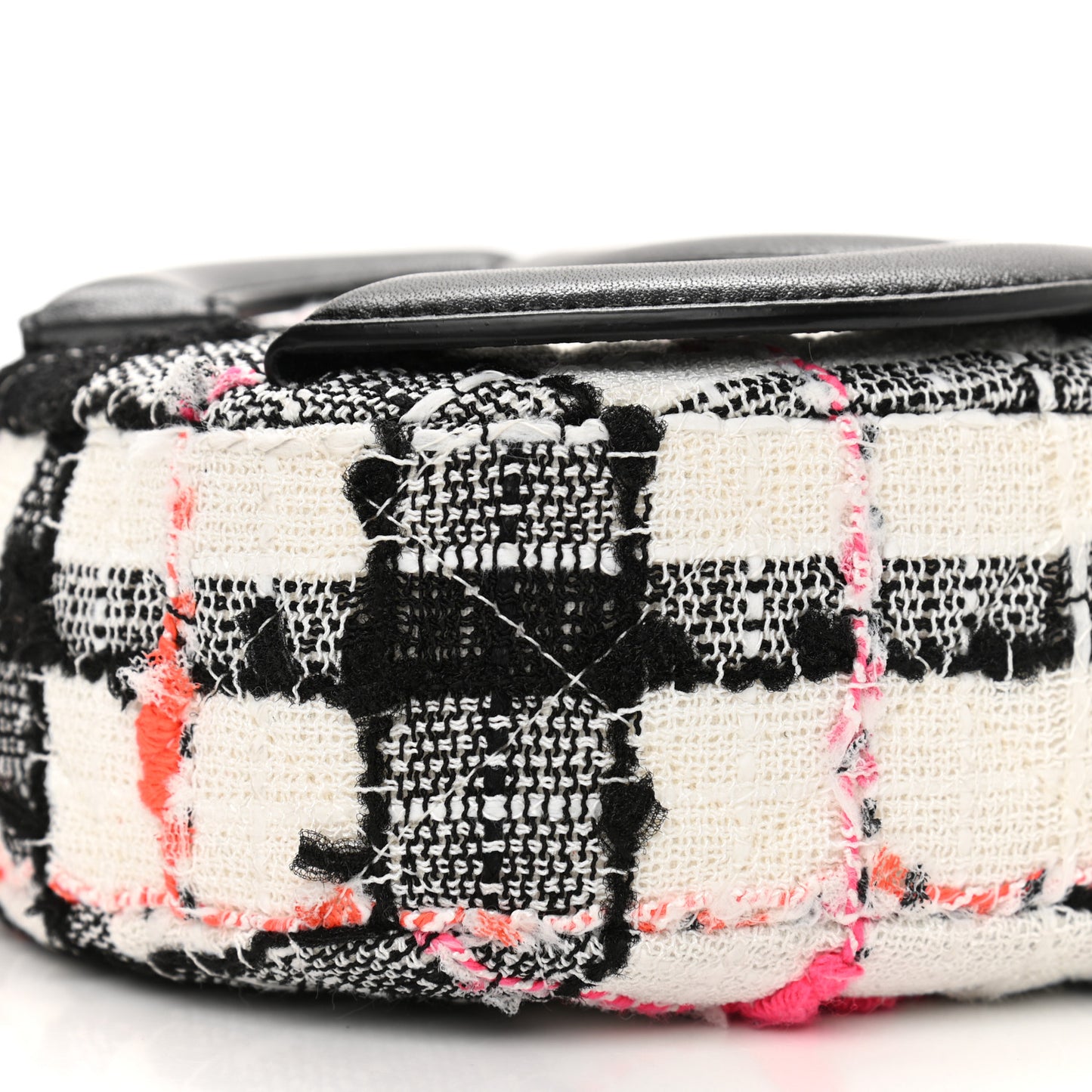 Tweed Lambskin Quilted Coco Midnight Camera Case White Black Multicolor