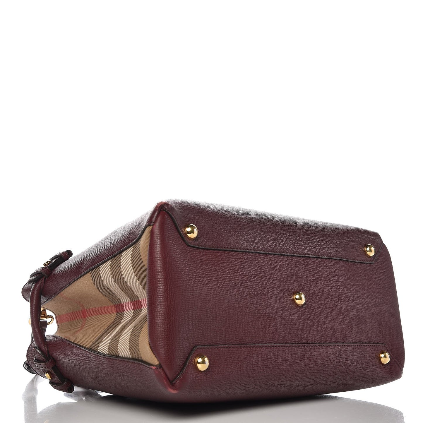 Grainy Calfskin House Check Medium Banner Tote Mahogany Red