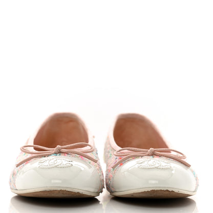 Chanel Tweed Patent Cap Toe Ballerina Flats 36 Pink White 3 of 11