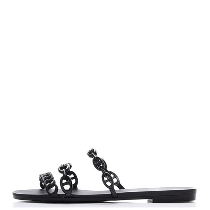 Hermes Rubber Chaine d'Ancre Rivage Sandals 37 Black 1 of 8