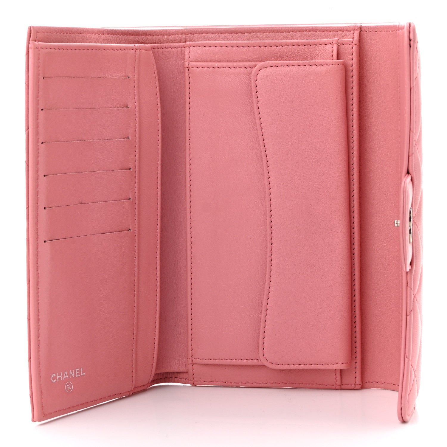 Chanel Lambskin Quilted Large Gusset Flap Wallet Pink 5 of 11