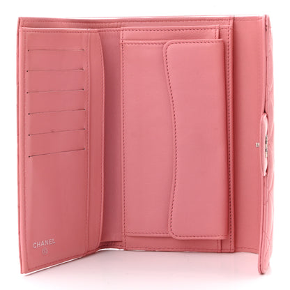 Chanel Lambskin Quilted Large Gusset Flap Wallet Pink 5 of 11