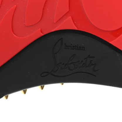 Christian Louboutin Crackled Calfskin Hawaii Print Mens Spikes Pik Boat Flats 40 Black 6 of 7