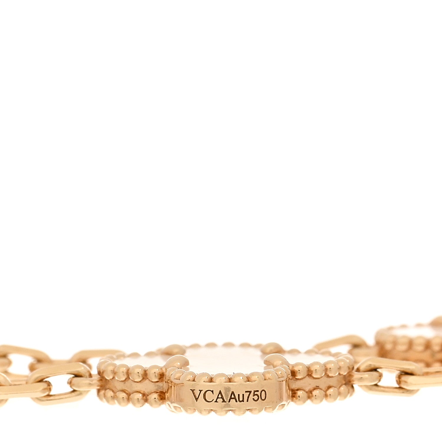 Van Cleef & Arpels 18K Yellow Gold Mother of Pearl 5 Motifs Vintage Alhambra Bracelet 3 of 3
