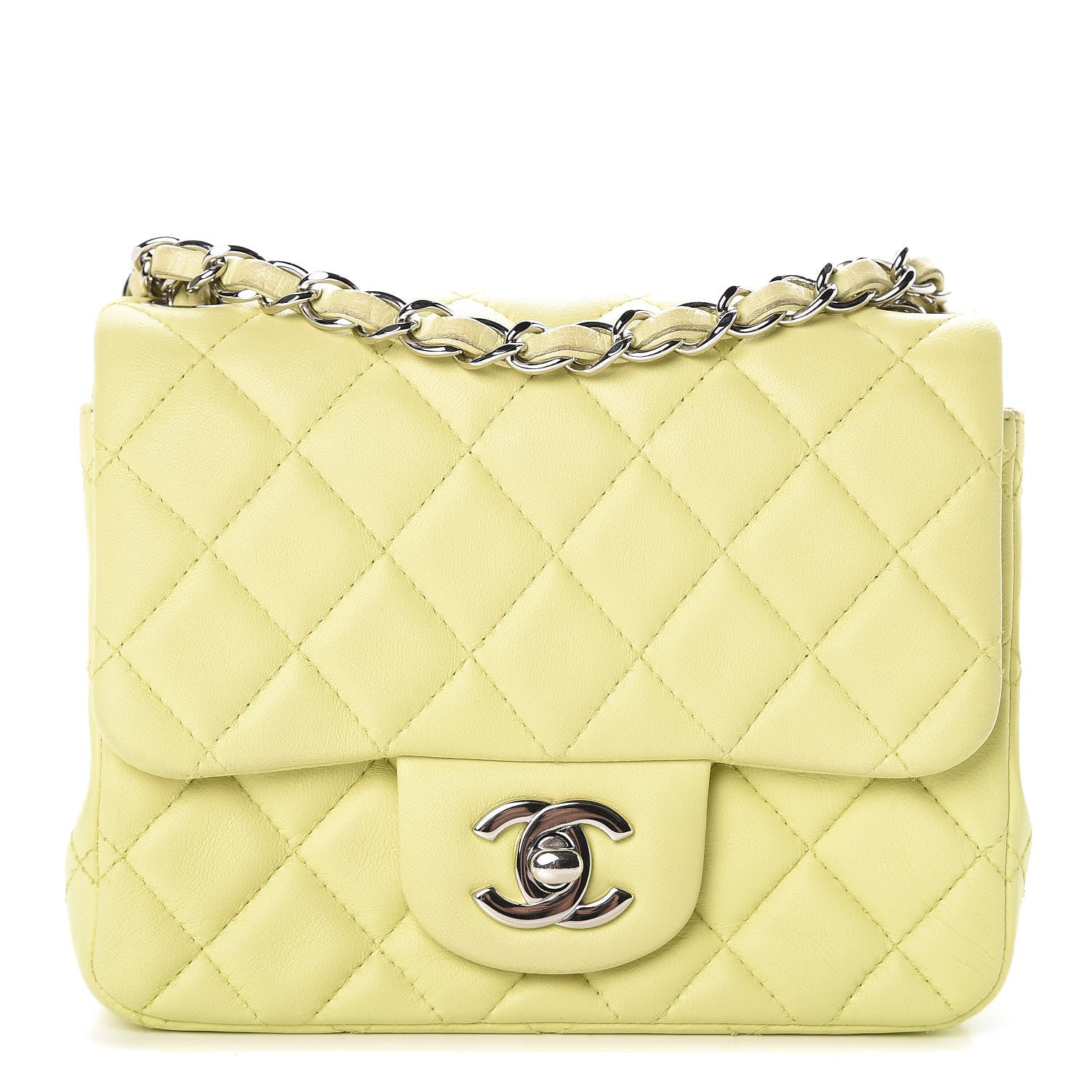 Chanel Lambskin Quilted Mini Square Flap Yellow 1 of 14