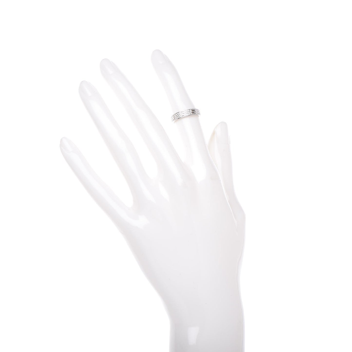 18K White Gold Diamond 4mm LOVE Wedding Paved Band Ring 47 4.25