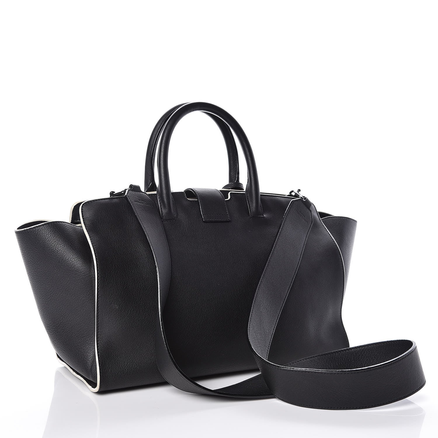 Saint Laurent Calfskin Small Monogram Downtown Cabas Black White 3 of 14