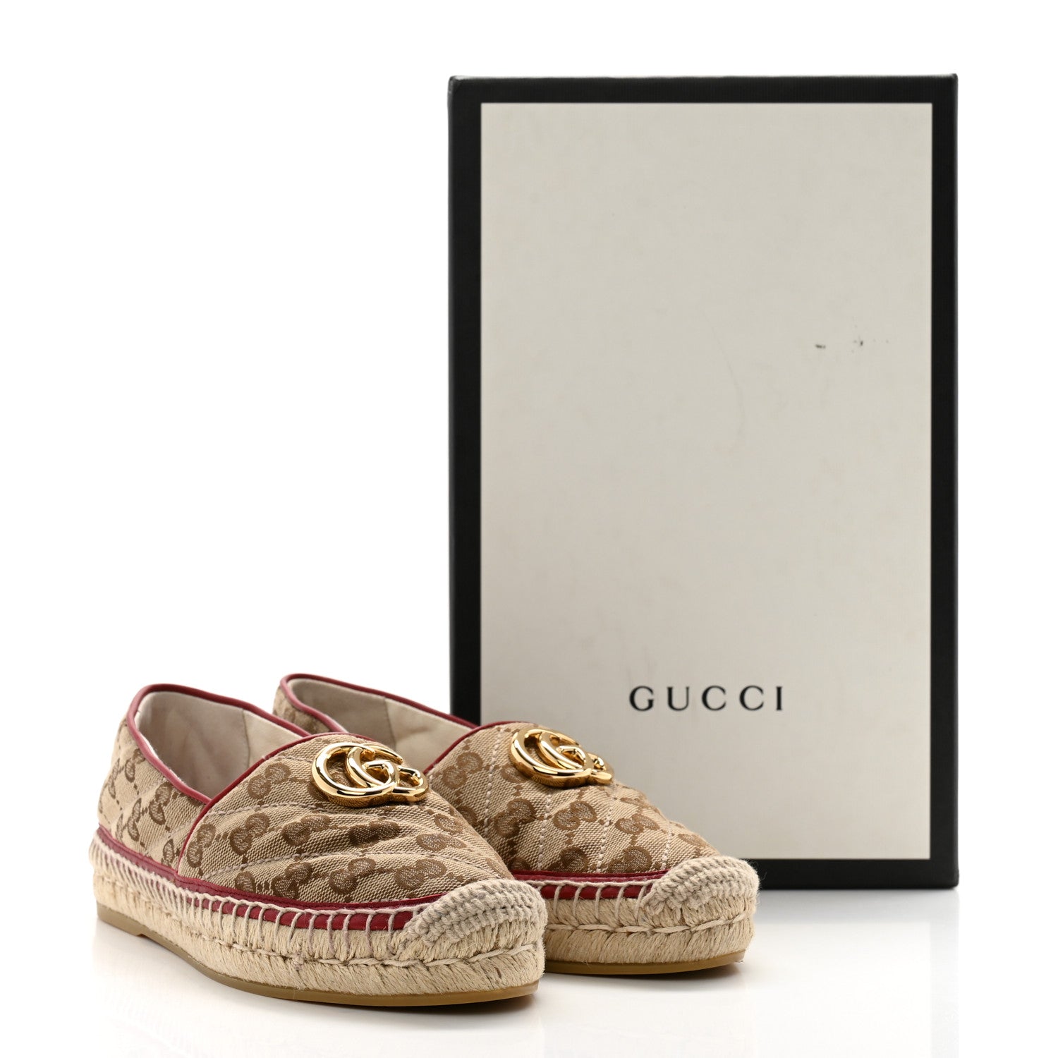 Gucci Monogram Matelasse Diagonal GG Marmont Espadrilles 36 Beige New Cherry Red 12 of 12