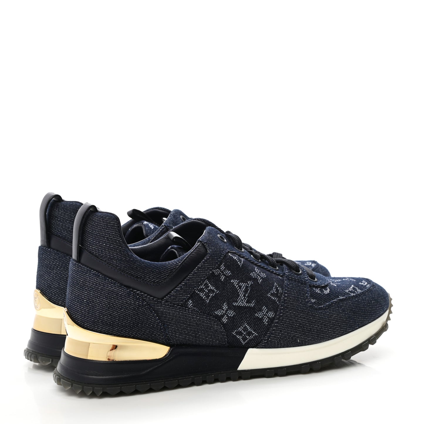 Denim Monogram Run Away Sneakers 36 Blue