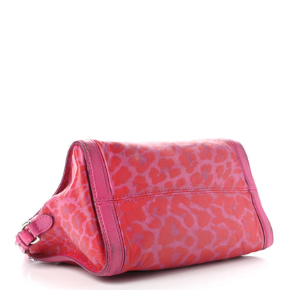 Alexander McQueen Calfskin Leopard Print Small Skull Padlock Zip Around Tote Pink 3 of 8