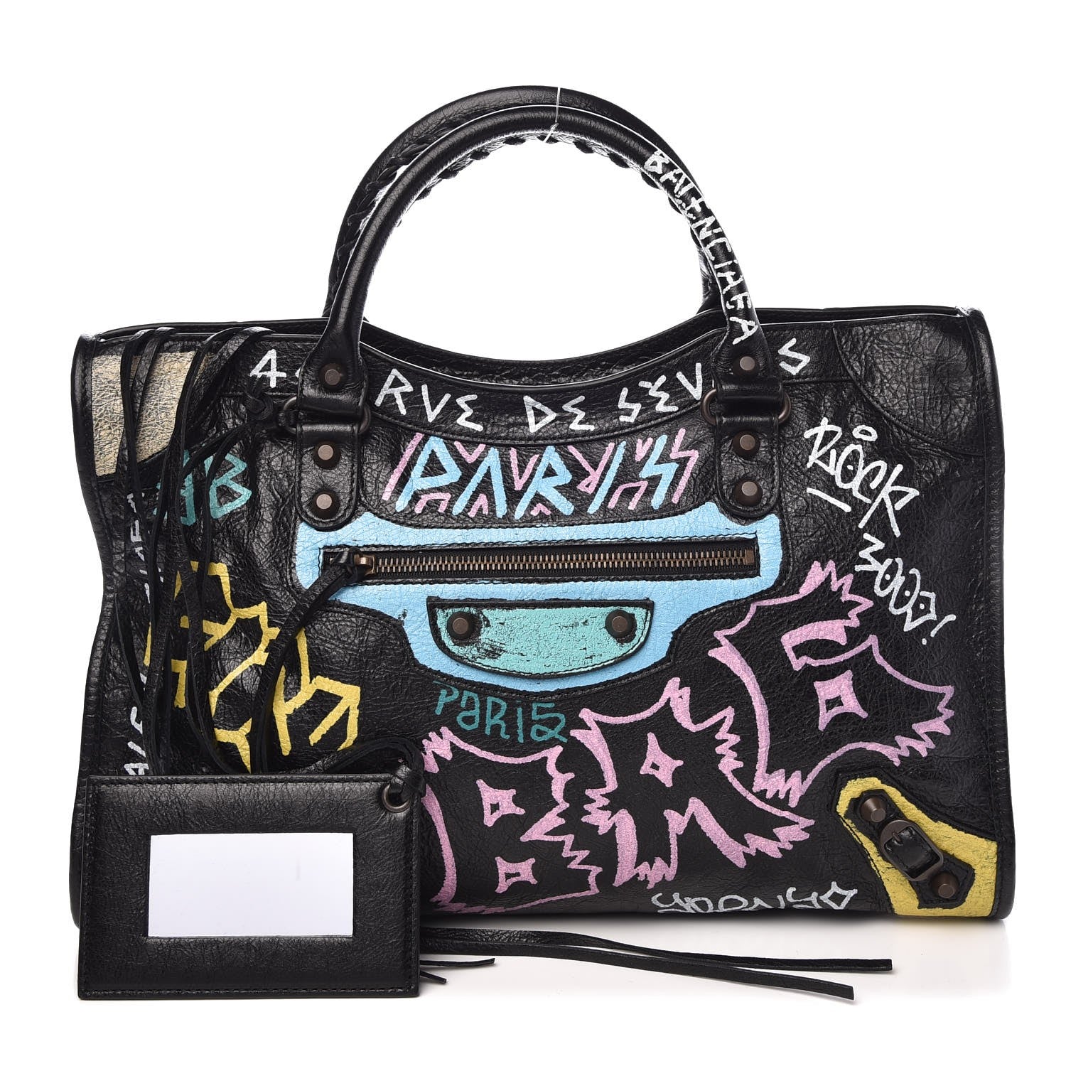 Balenciaga Agneau Graffiti All Over Classic Hardware City Black Multicolor 1 of 8