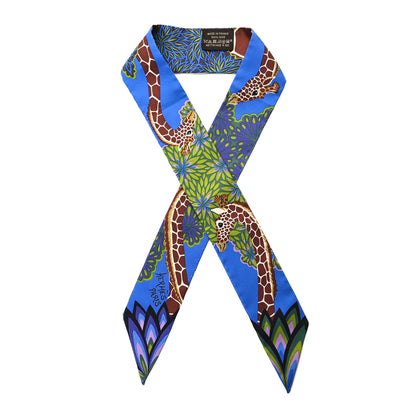 Hermes Silk The Three Graces Twilly Bleu Vert Marron 1 of 4