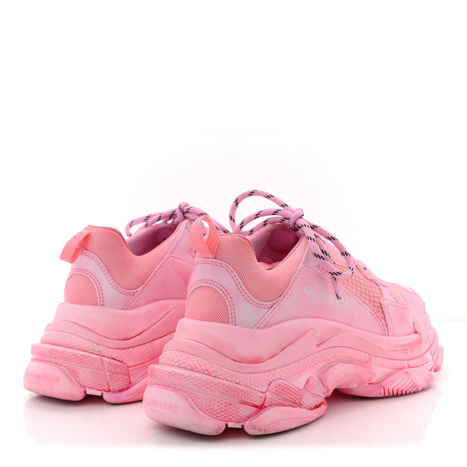 Balenciaga Fabric Mesh Distressed Womens Triple S Sneakers 39 Pink 5 of 10