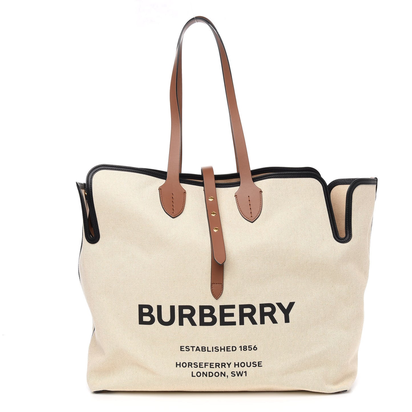 Cotton Canvas Calfskin Large Soft Belted Tote Bag Natural