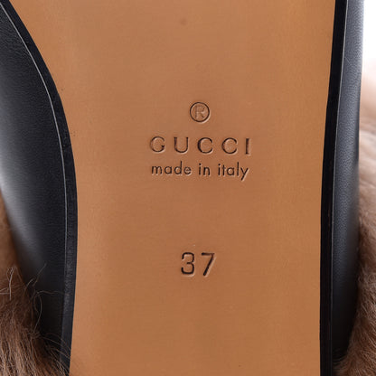 Gucci Calfskin Fur Tiger Embroidered Womens Princetown Slippers 37 Black 7 of 9