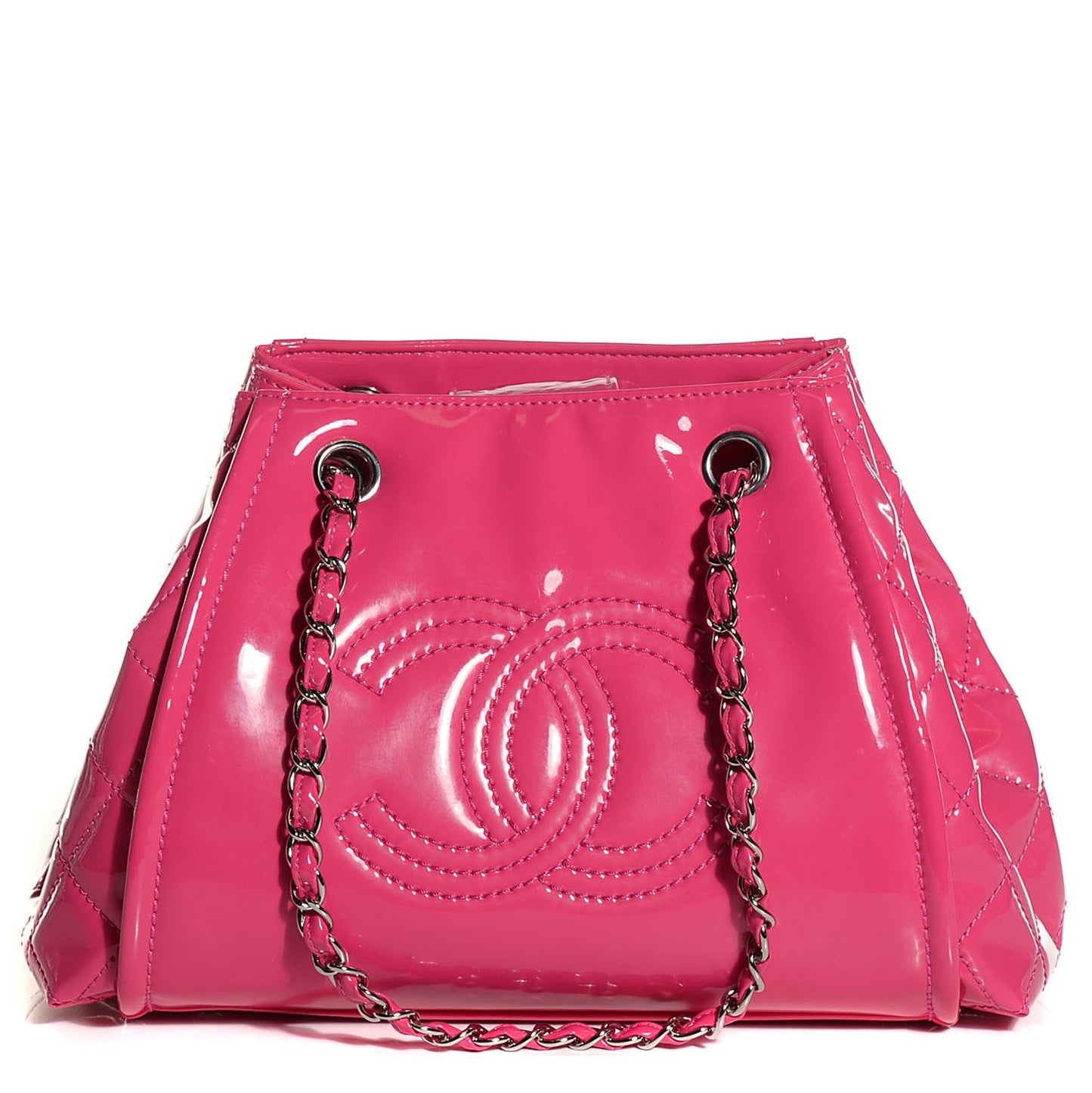 Vinyl Lipstick Ligne Large Accordion Tote Hot Pink