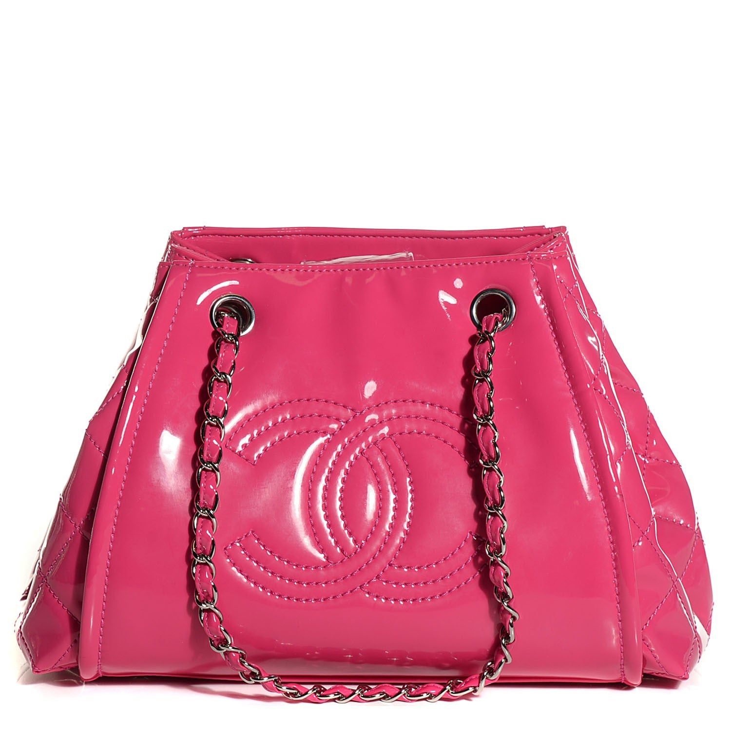 Chanel Vinyl Lipstick Ligne Large Accordion Tote Hot Pink 8 of 14
