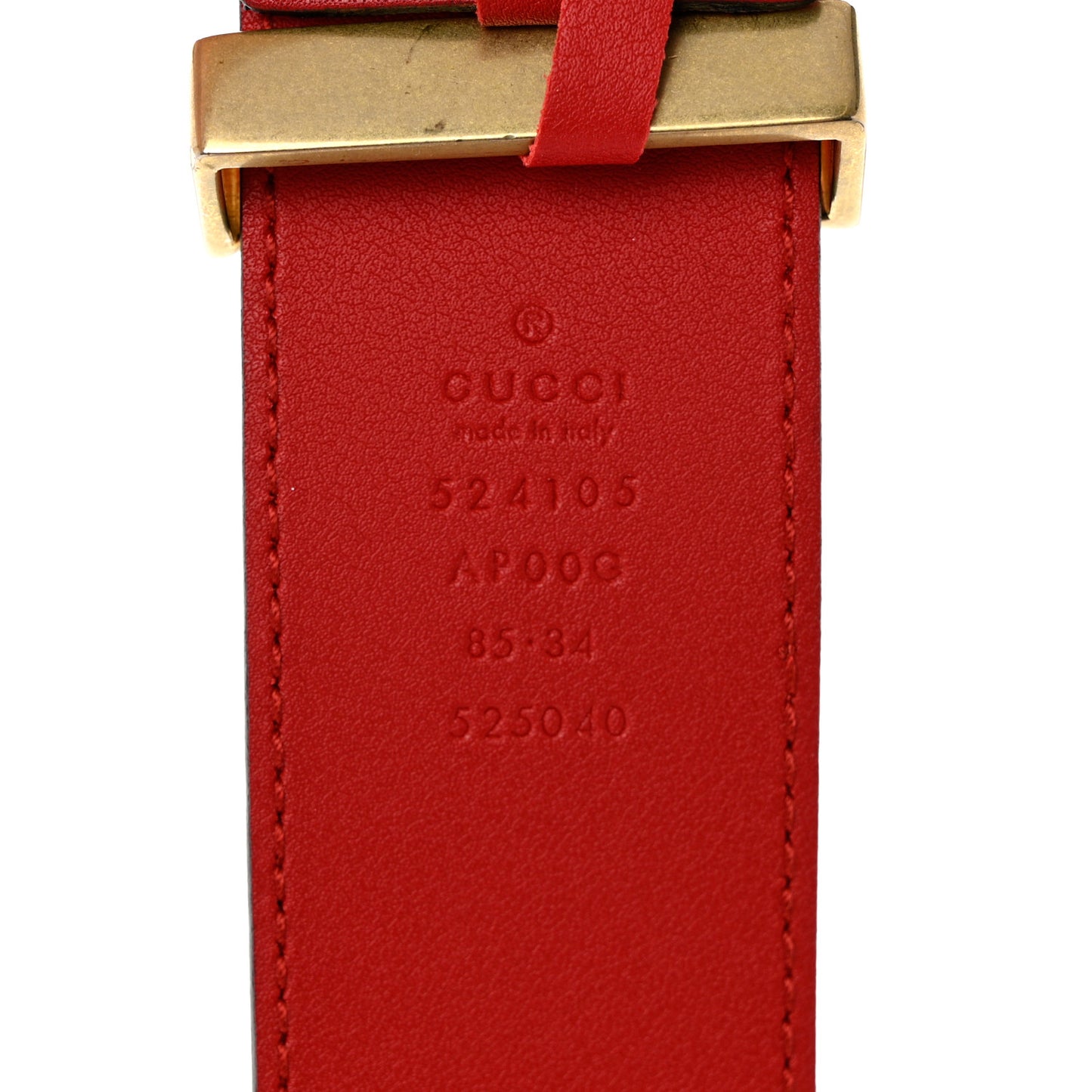 Moon Calfskin Torchon Double G 40mm Belt 85 34 Hibiscus Red