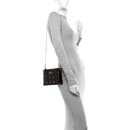 Christian Dior Patent Cannage Caro Zipped Pouch With Chain Amaranth 2 of 10