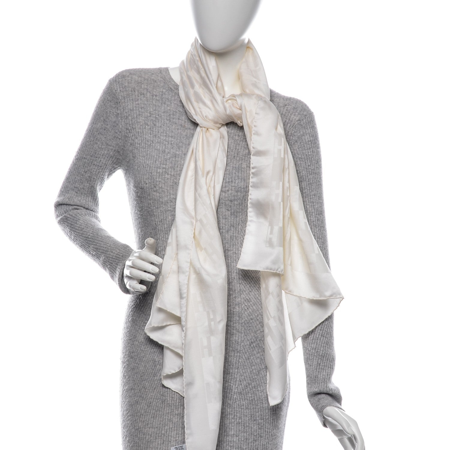 Hermes Silk Wool Faconnee Grand H Scarf 2 of 4