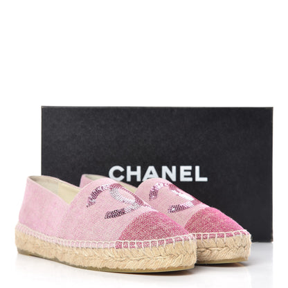 Chanel Toile Sequin CC Espadrilles 37 Pink Dark Pink 11 of 11