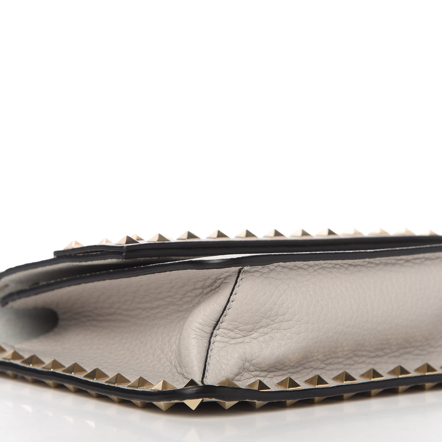 Pebbled Calfskin Rockstud Side Slip Crossbody Pastel Grey