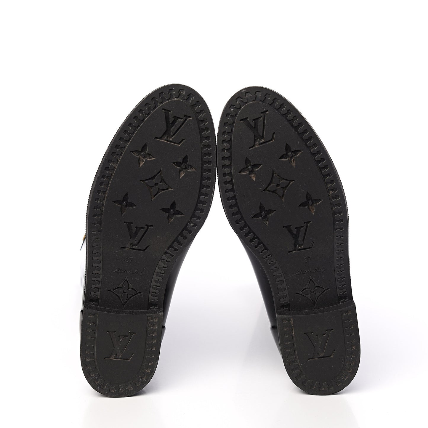 Rubber Embossed Monogram Drops High Rain Boots 37 Black