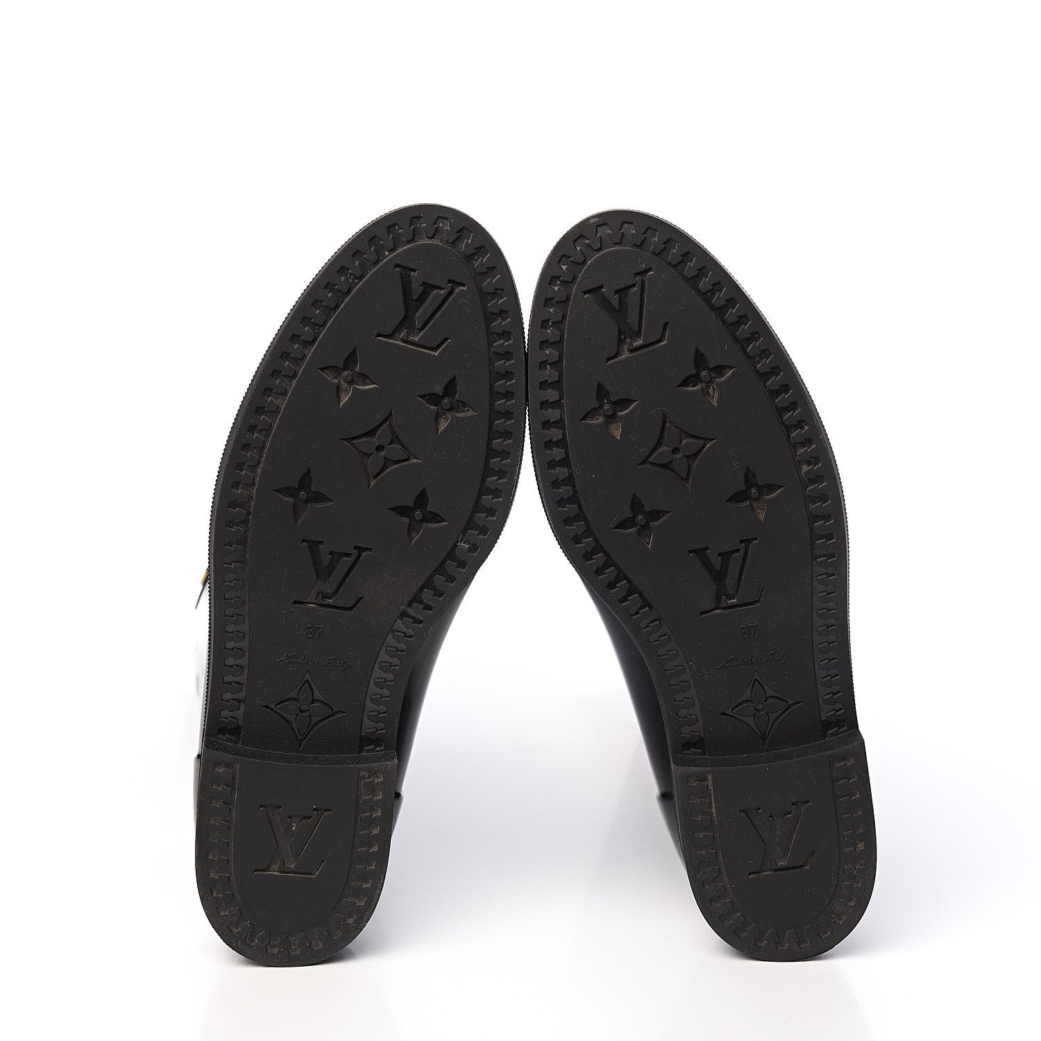 Louis Vuitton Rubber Embossed Monogram Drops High Rain Boots 37 Black 5 of 7