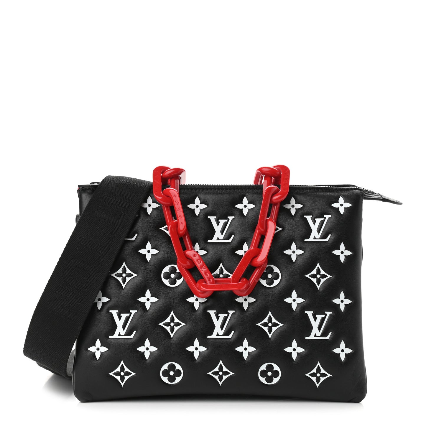 Lambskin Embossed Monogram Coussin PM Black White