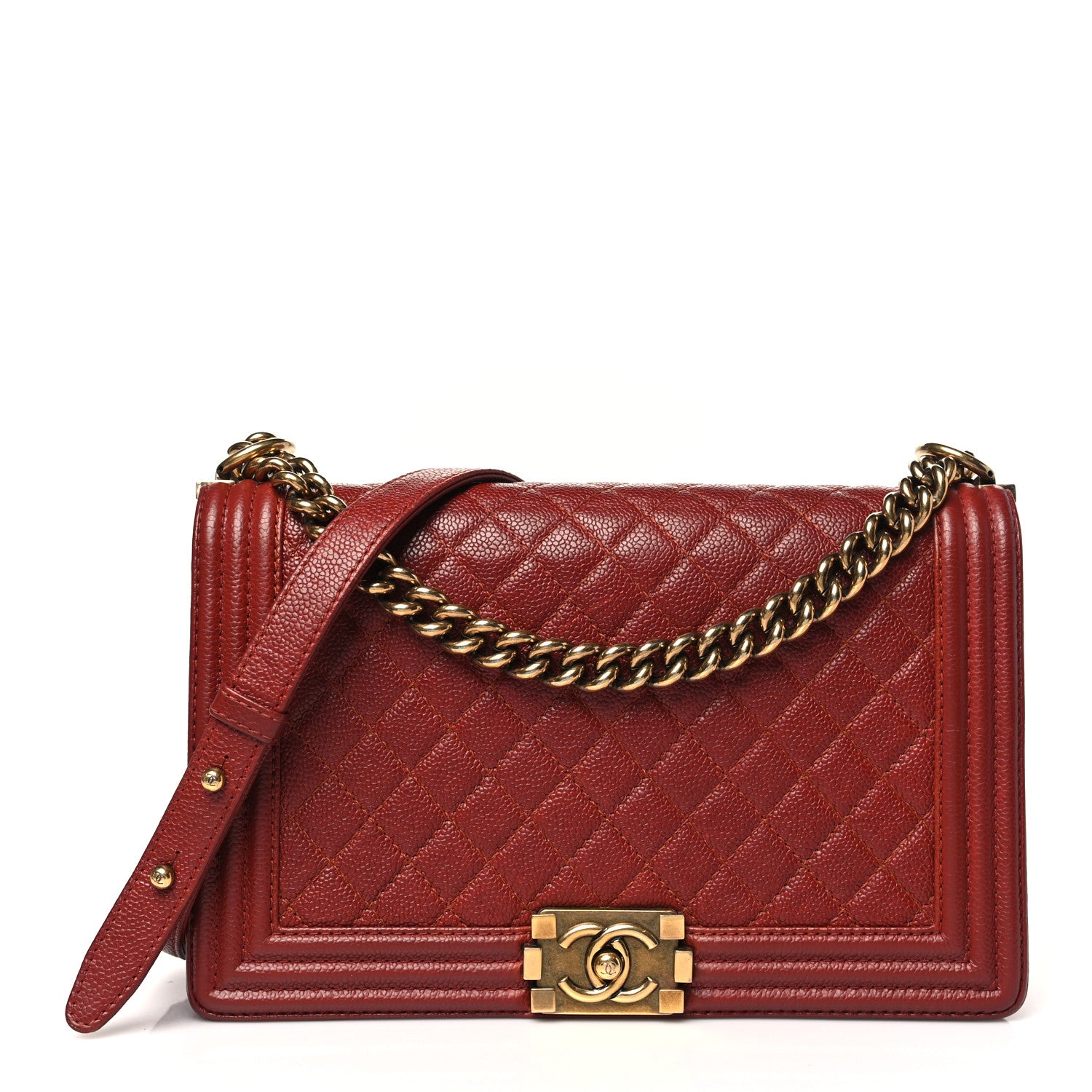 Chanel Caviar Quilted New Medium Boy Flap Dark Red 1 of 10