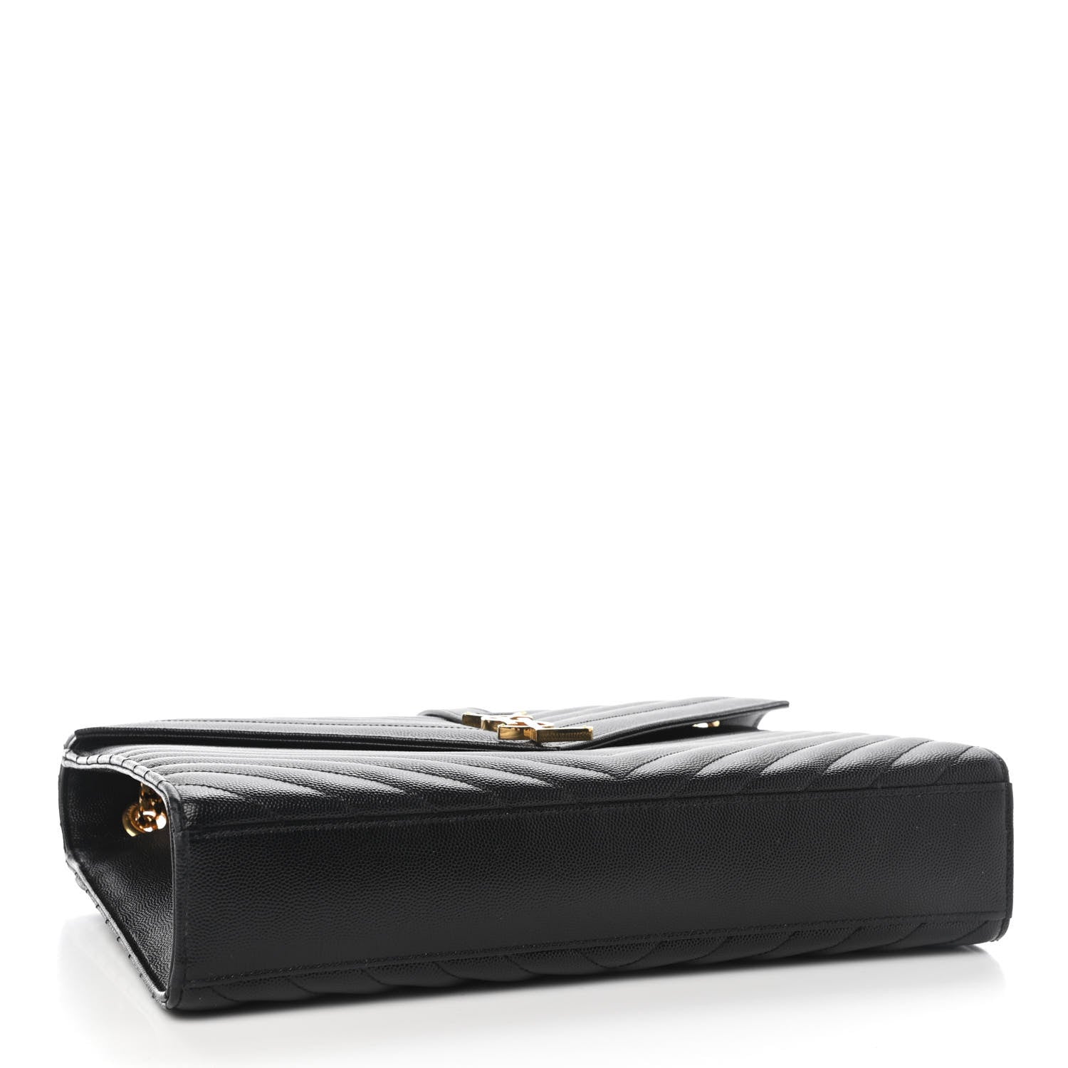 Saint Laurent Grain De Poudre Matelasse Chevron Large Monogram Satchel Black 3 of 7