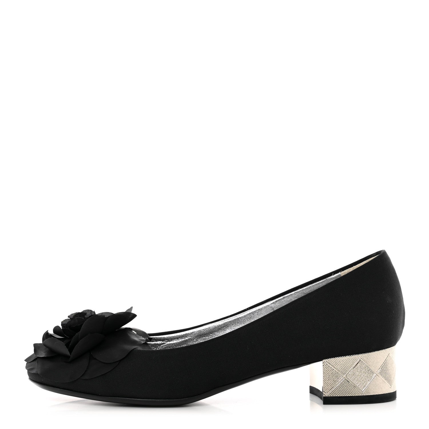 Chanel Grosgrain Camellia Pumps 39.5 Black 1 of 8