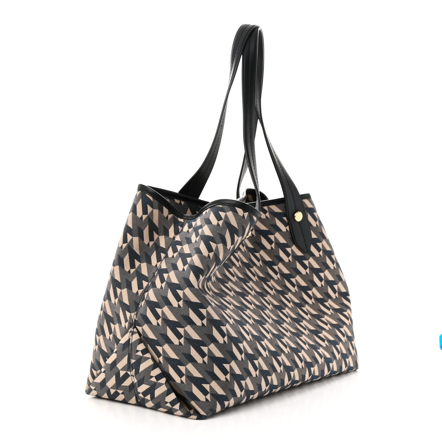 Econyl Nylon Jacquard Calfskin Monogram Shopper Tote Black