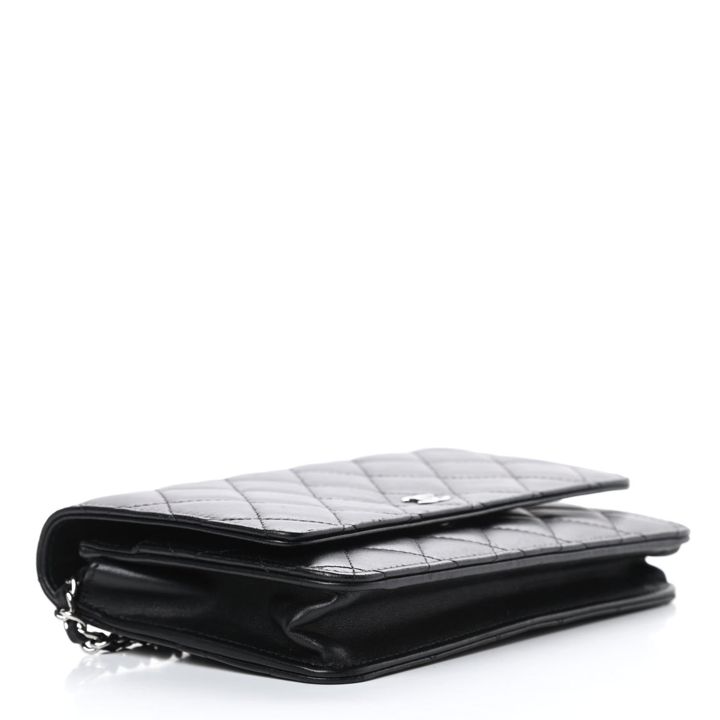 Lambskin Quilted Wallet On Chain WOC Black