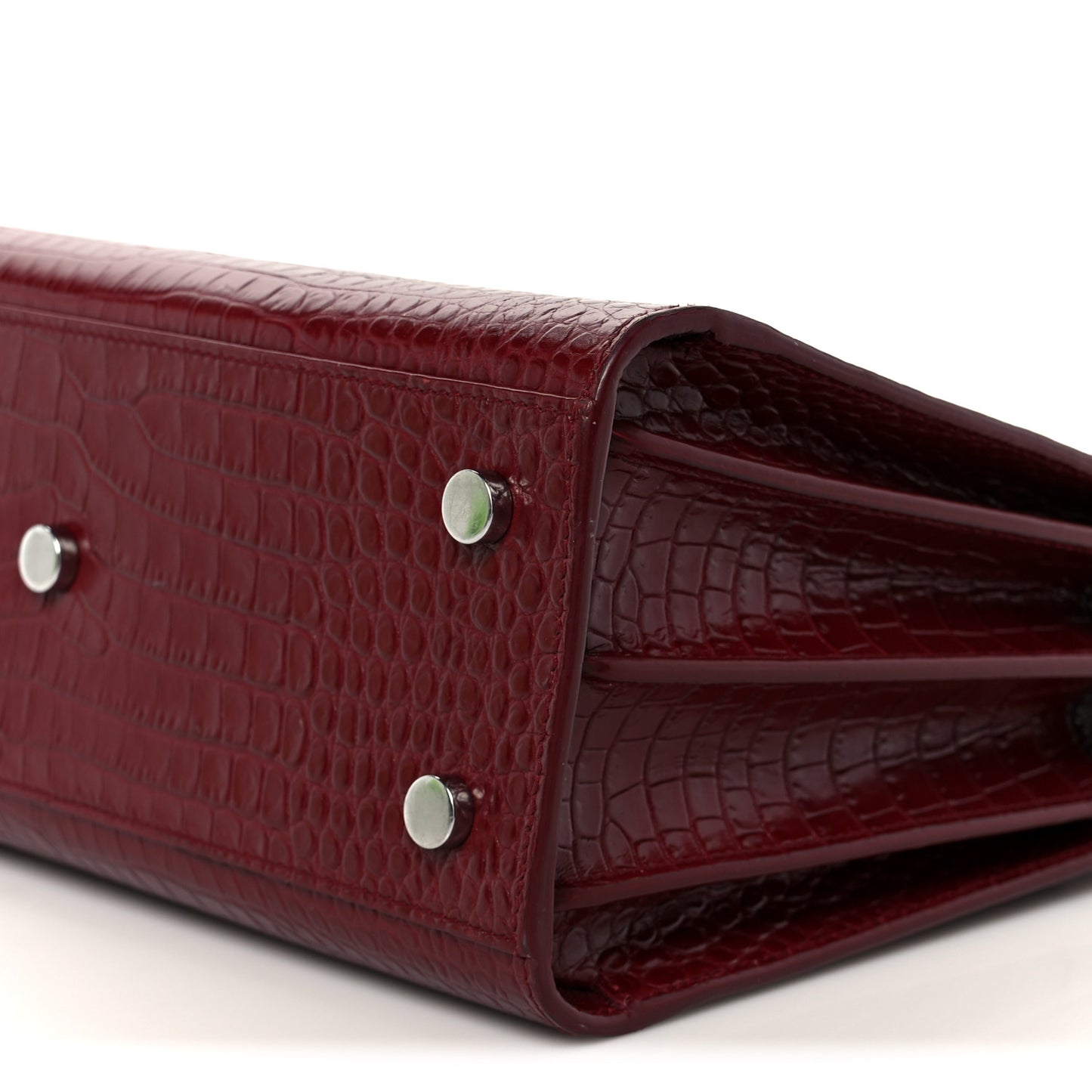 Calfskin Crocodile Embossed Baby Sac De Jour Red