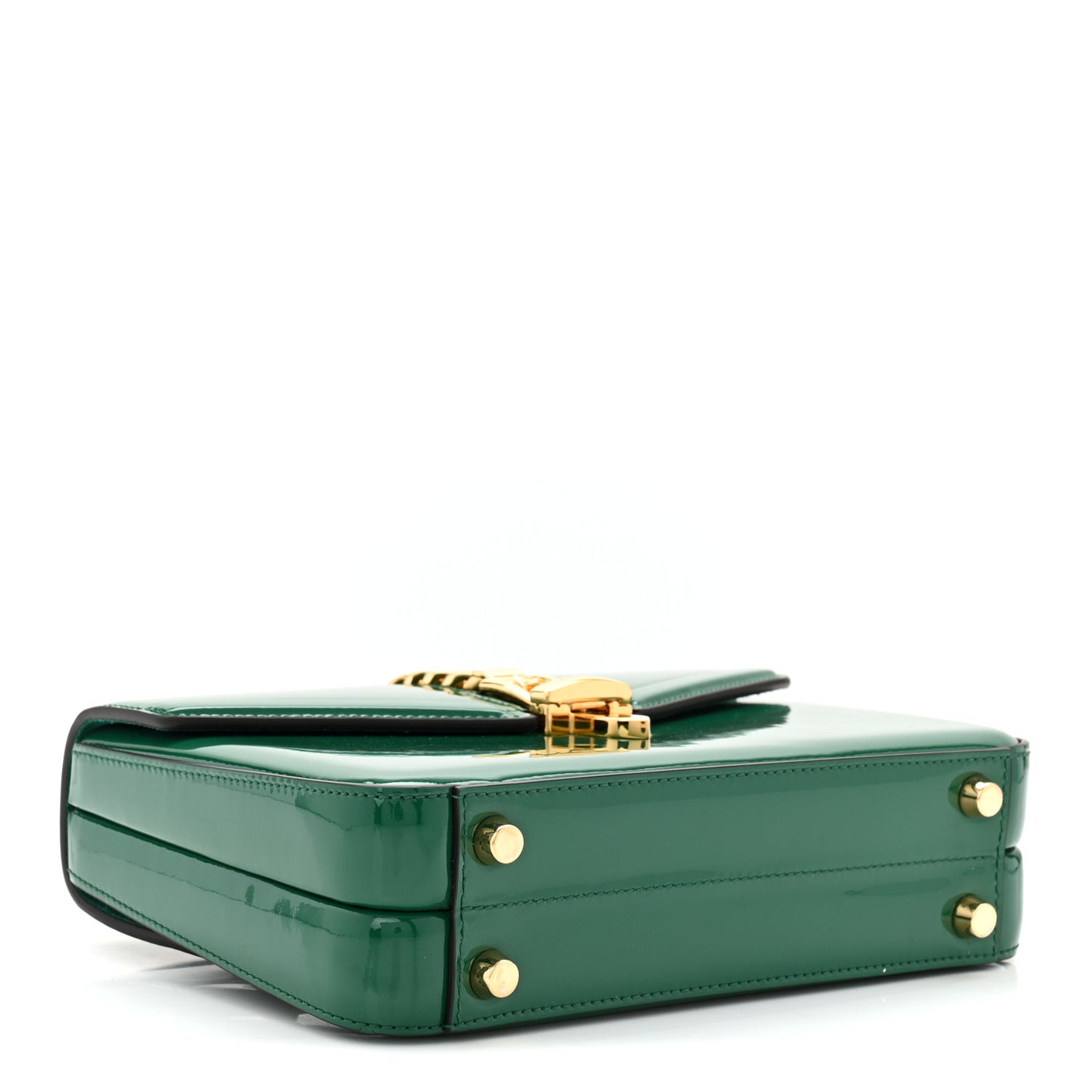 Mousse Top Patent Small Sylvie 1969 Top Handle Bag Emerald