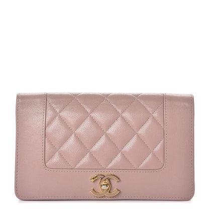 Chanel Sheepskin Quilted Mademoiselle Vintage Yen Wallet Pink 1 of 13