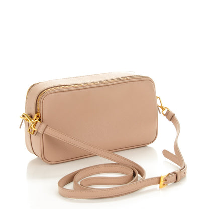 Prada Saffiano Mini Double Zip Crossbody Cammeo 3 of 10