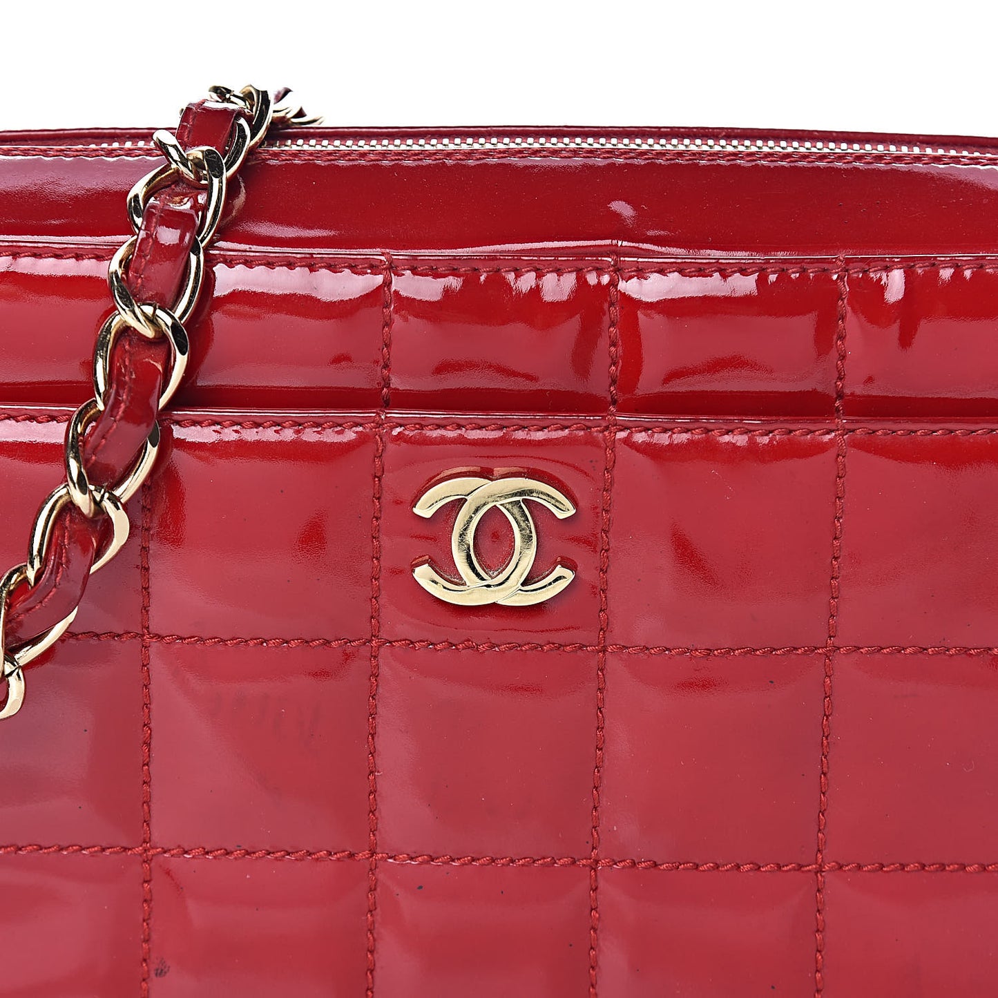 Patent Square Quilted Camera Case Red