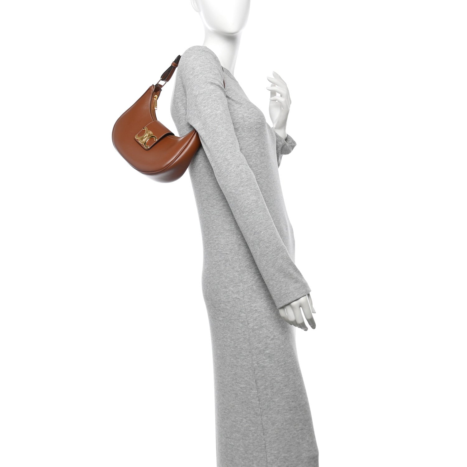 Celine Smooth Calfskin Medium Strap Ava Triomphe Shoulder Bag Tan 2 of 12