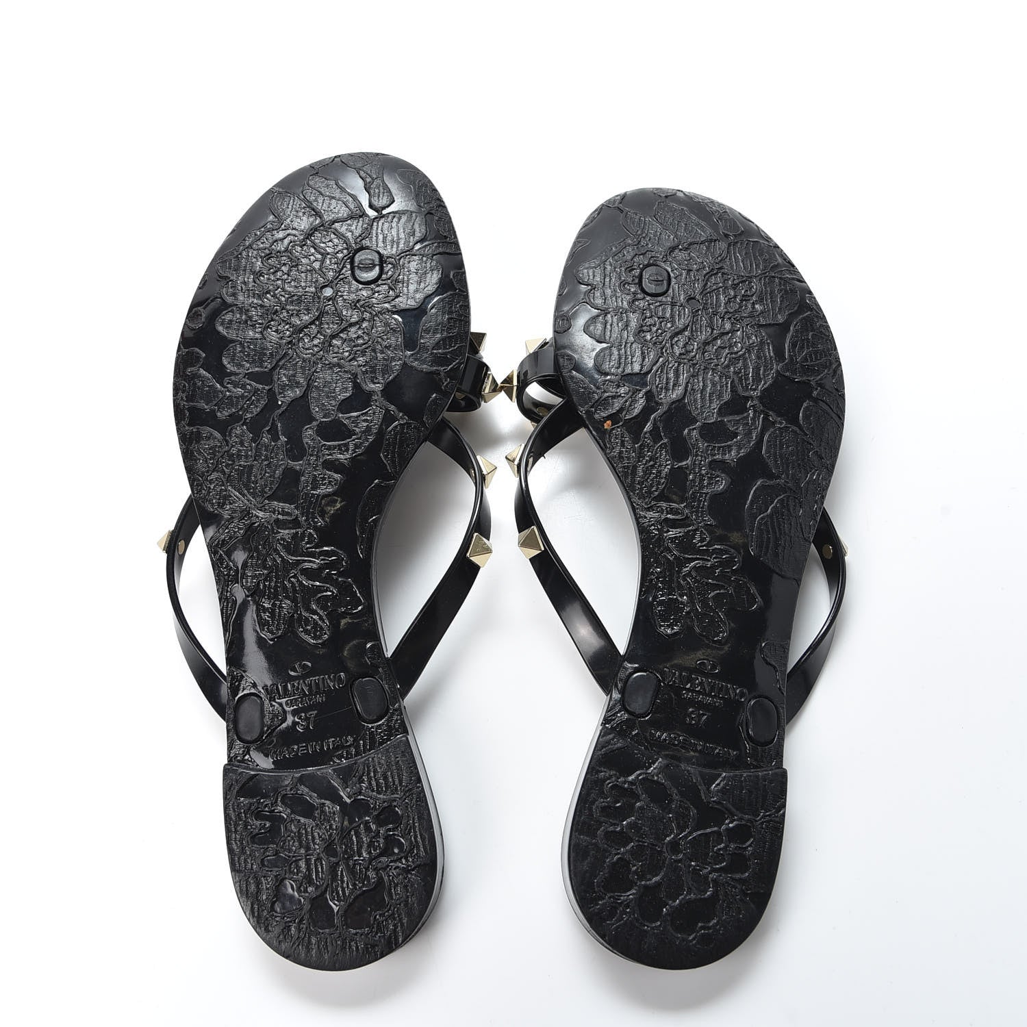 Valentino Garavani PVC Jelly Rockstud Bow Thong Sandals 37 Black 5 of 9