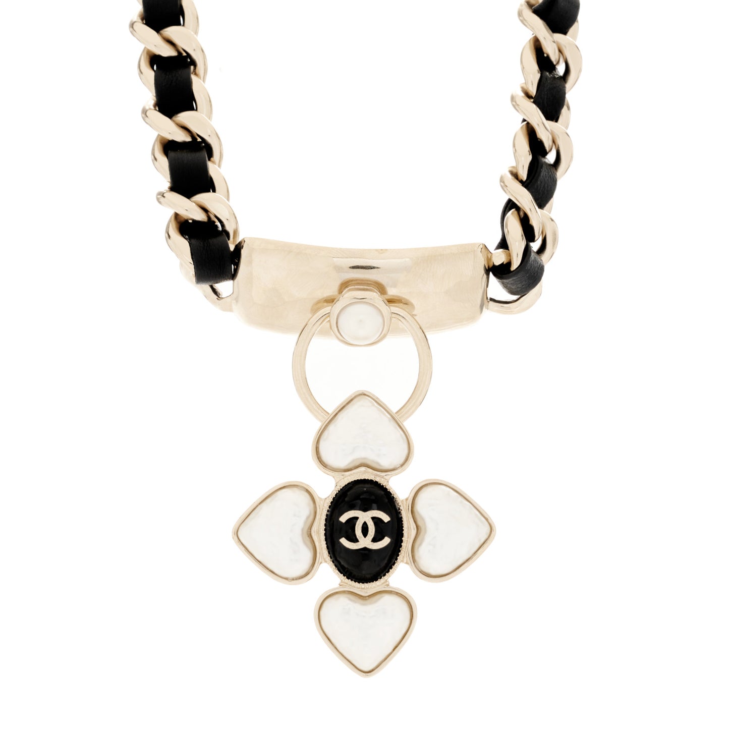 Lambskin Pearl Resin CC Choker Gold Black