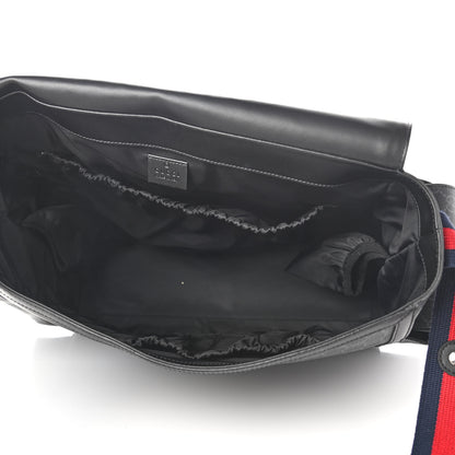 Gucci GG Supreme Monogram Web Messenger Diaper Bag Black Grey 6 of 11