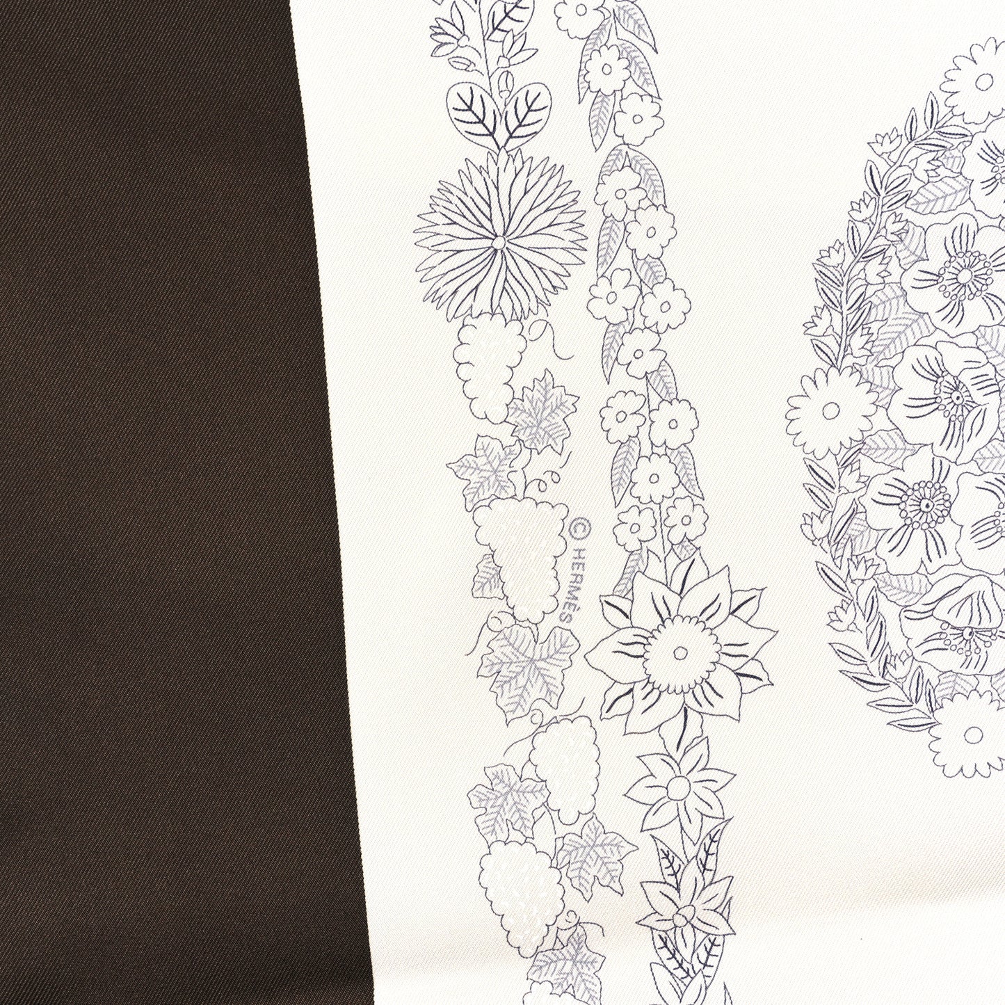 Silk Brides De Gala En Fleurs Scarf 90 Ebene White Gris Anthracite